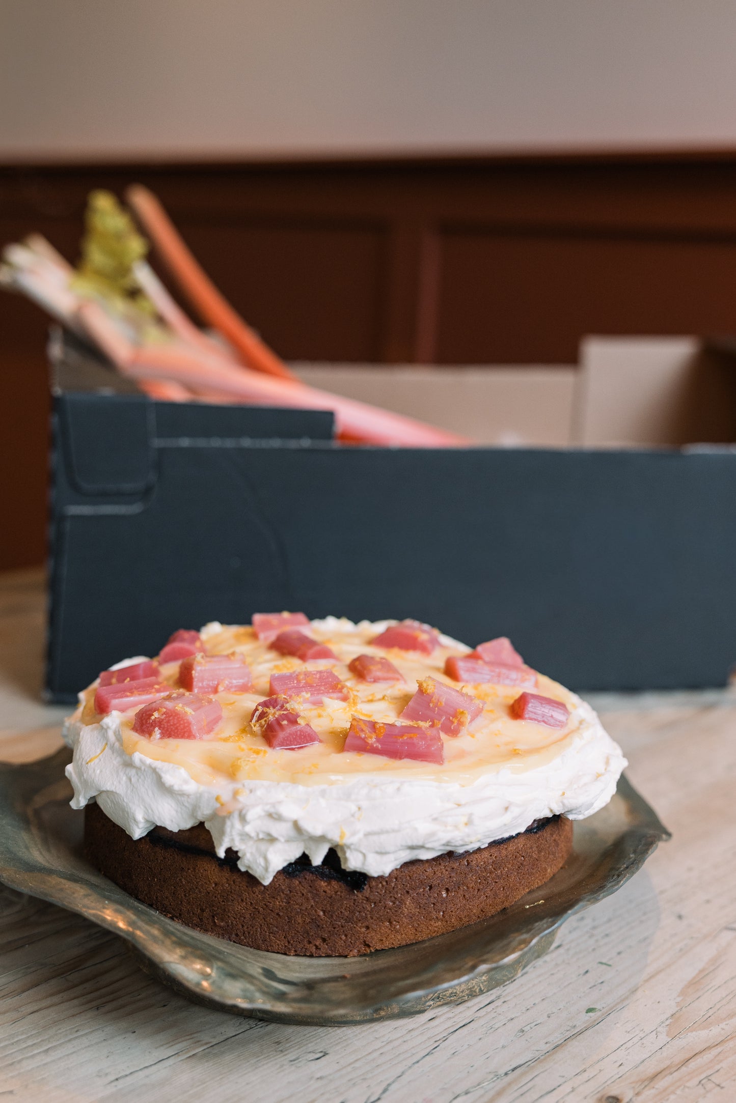 Current seasonal cake- Rhubarb & yoghurt cake