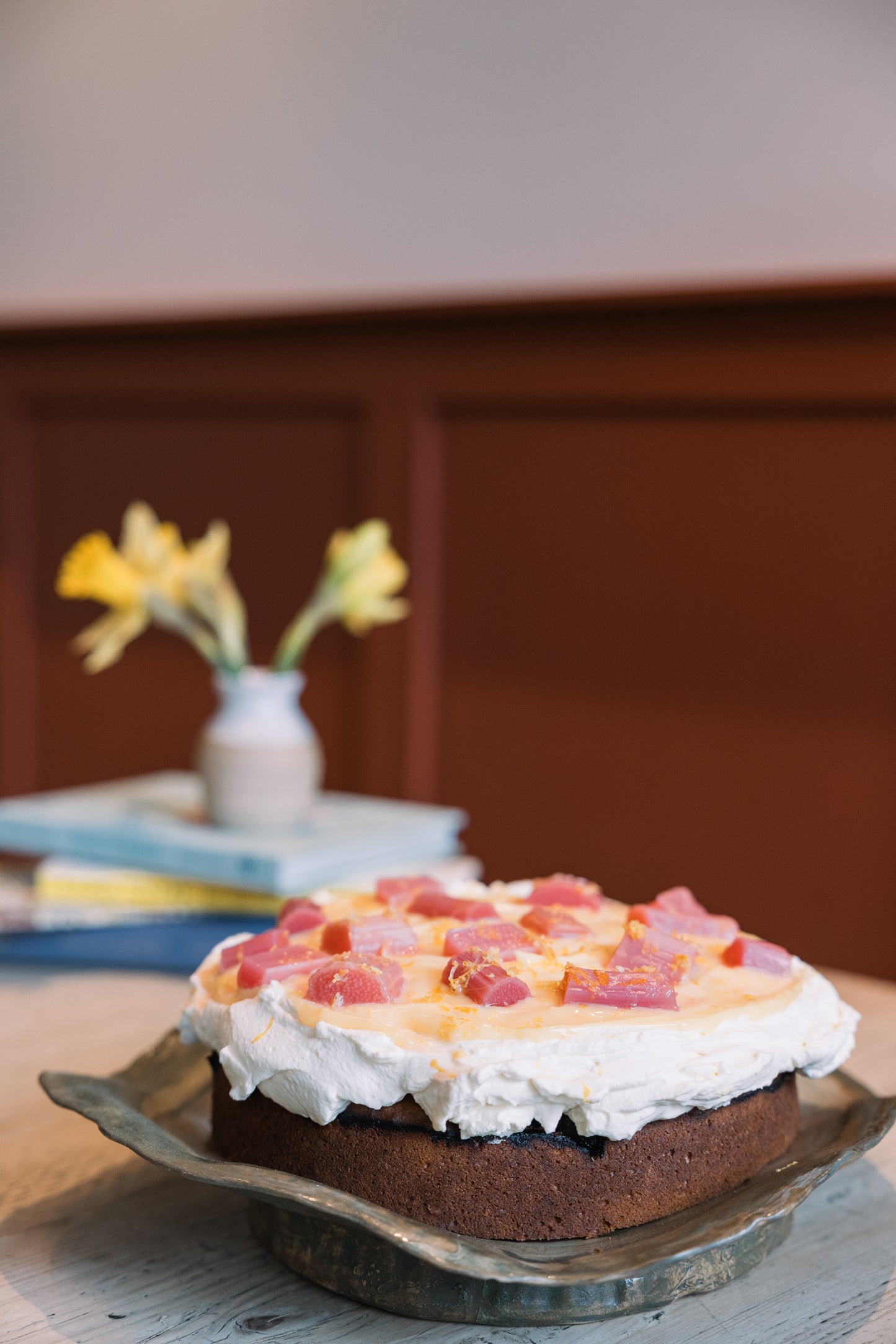 Current seasonal cake- Rhubarb & yoghurt cake